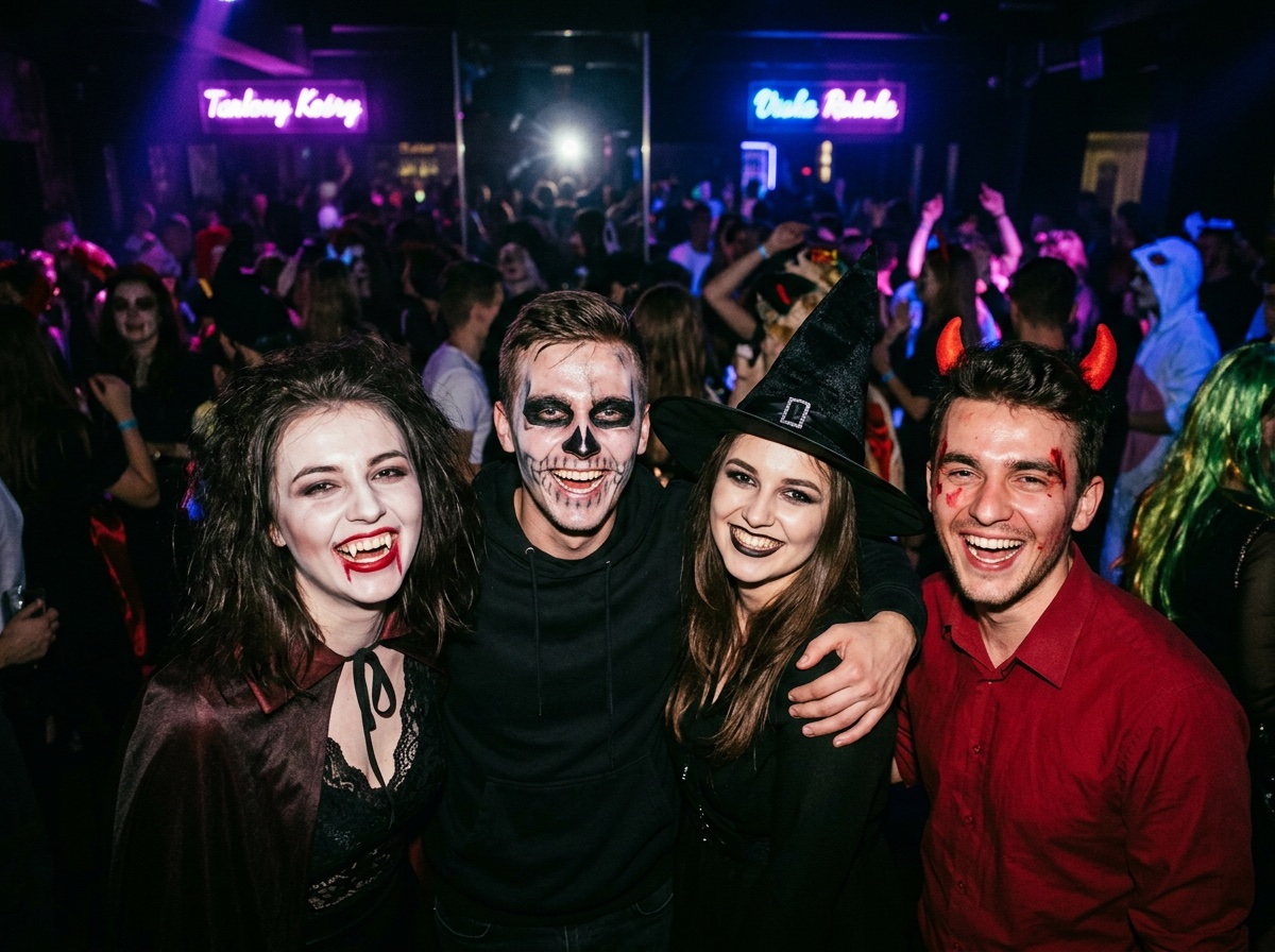 Clubbers in costumes from the photo booth